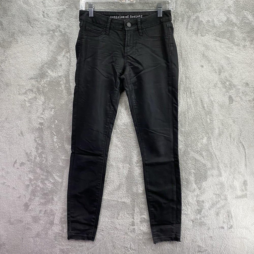 Articles Of Society Womens Black Hilary Low Rise Velveteen Skinny Jeans 24 EUC!